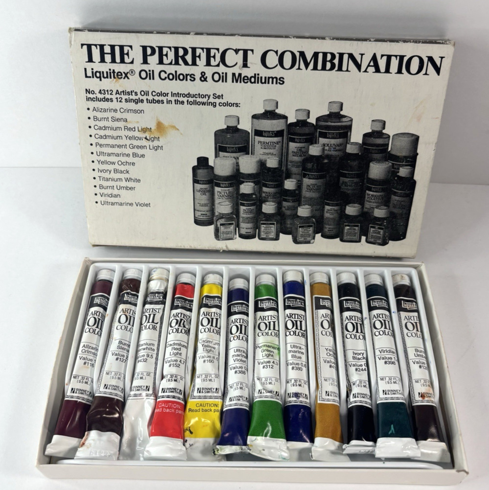 Vtg Liquitex Artist Oil Color Set #4312 Binney & Smith 1980 Introductory Set